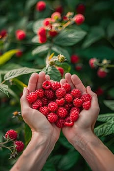 Harvest in the hands of a woman in the garden. Selective focus. nature.