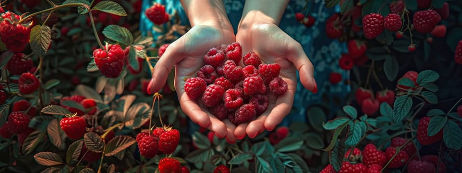 Harvest in the hands of a woman in the garden. Selective focus. nature.