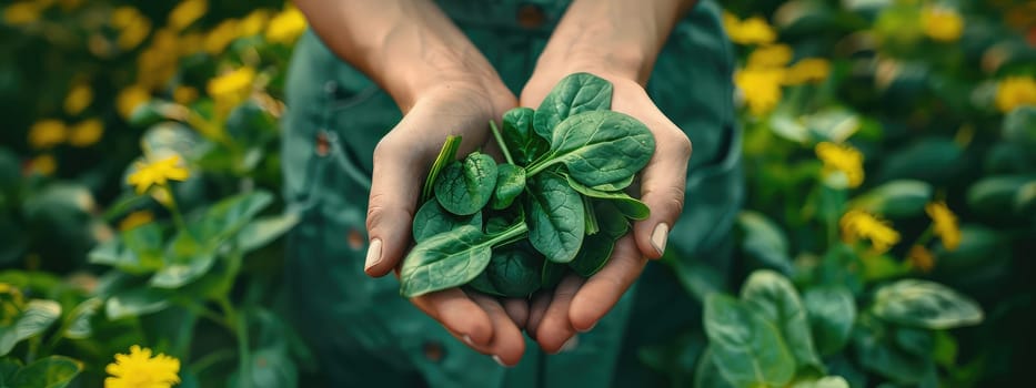 Harvest in the hands of a woman in the garden. Selective focus. nature.