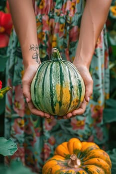 Harvest in the hands of a woman in the garden. Selective focus. nature.