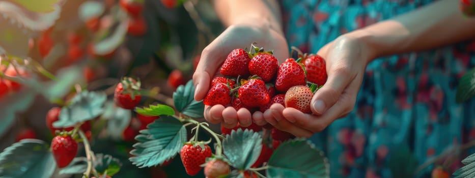 Harvest in the hands of a woman in the garden. Selective focus. nature.