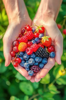 Harvest in the hands of a woman in the garden. Selective focus. nature.