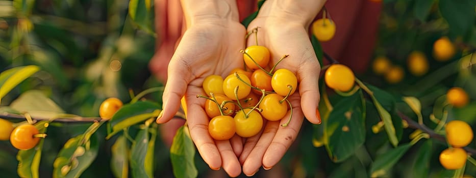 Harvest in the hands of a woman in the garden. Selective focus. nature.