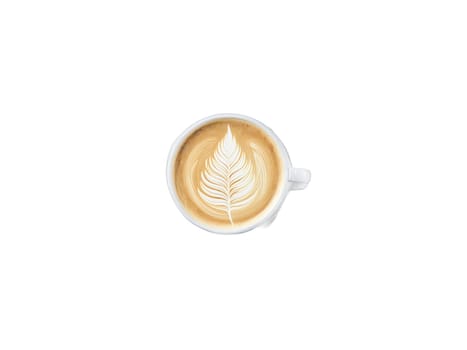 Flat White A velvety flat white in a minimalist glass with a delicate fern latte. Drink isolated on transparent background.