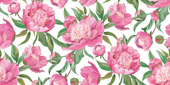 Spring seamless pattern with rose flowers and sakura blossoms for delicate home design