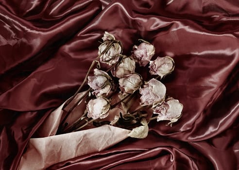 Pink dried flowers studio shot , memories and romantic activity