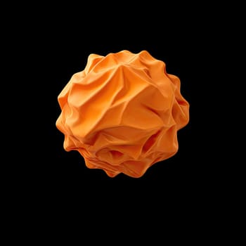 3D rendering of a minimalistic matte inflatable crumpled silicone ball or group of orange colored balls floating in the air on a transparent background . Abstraction isolated on transparent background