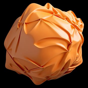 3D rendering of a minimalistic matte inflatable crumpled silicone ball or group of orange colored balls floating in the air on a transparent background . Abstraction isolated on transparent background