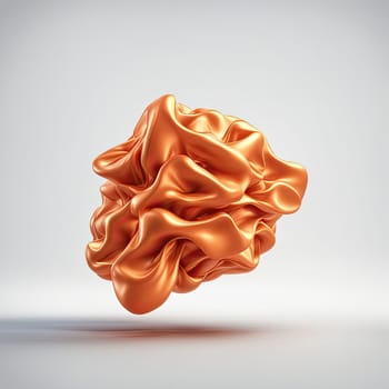 3D rendering of a minimalistic matte inflatable crumpled silicone ball or group of orange colored balls floating in the air on a transparent background . Abstraction isolated on transparent background