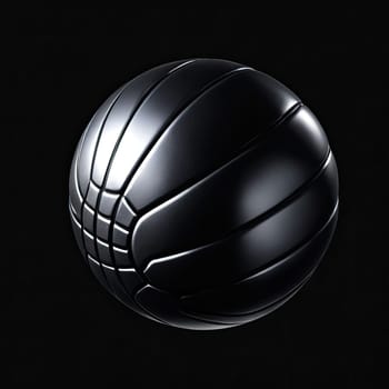 Image Hyper realistic isolated 3D levitating basketball in shiny chrome , black background , high detail, hyper quality