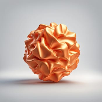 3D rendering of a minimalistic matte inflatable crumpled silicone ball or group of orange colored balls floating in the air on a transparent background . Abstraction isolated on transparent background