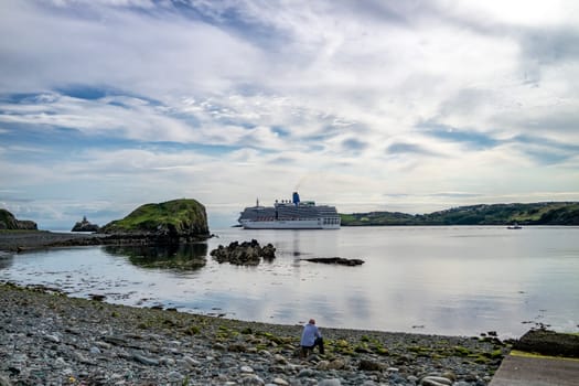 KILLYBEGS, IRELAND - MAY 16 2023: The Arcadia Star leaving after visiting Killybegs.