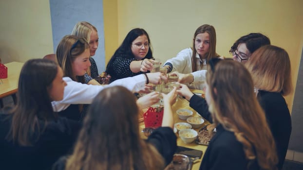 High school students eat in the cafeteria