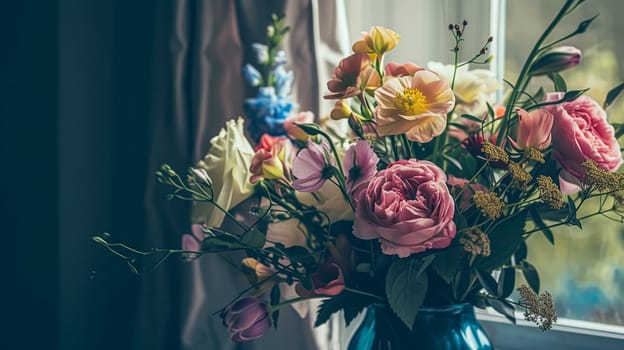 Beautiful bouquet of flowers in a vase. Floral arrangement