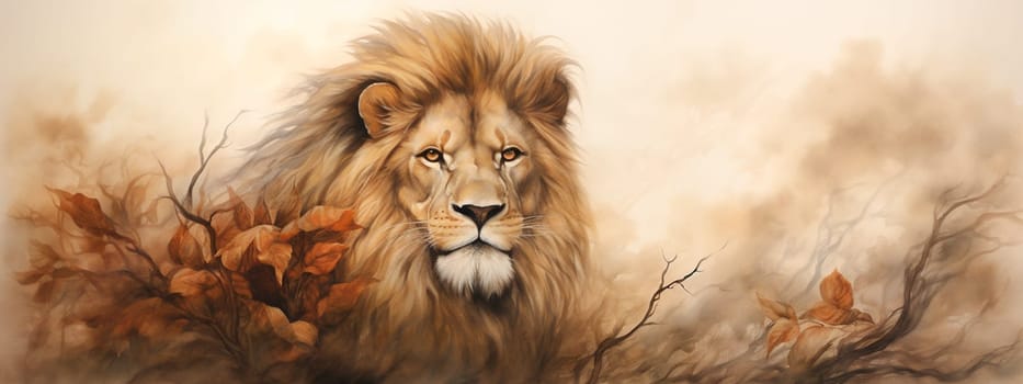 Beautiful portrait of a lion. Generative AI, animal.