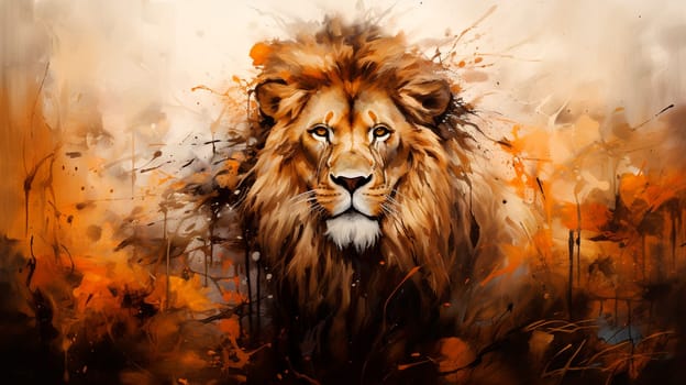 Beautiful portrait of a lion. Generative AI, animal.