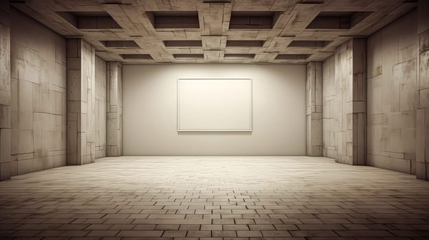 A large empty room with a white wall and a white board on it. The room is bare and empty, with no furniture or decorations