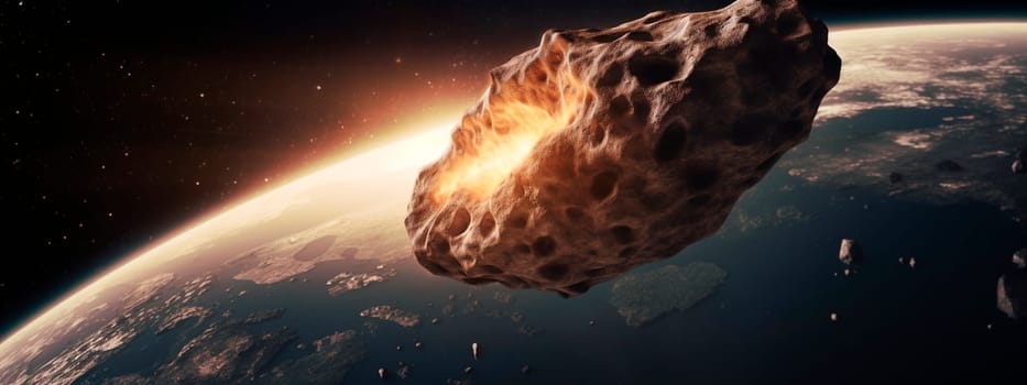 An asteroid falls to earth. Generative AI,