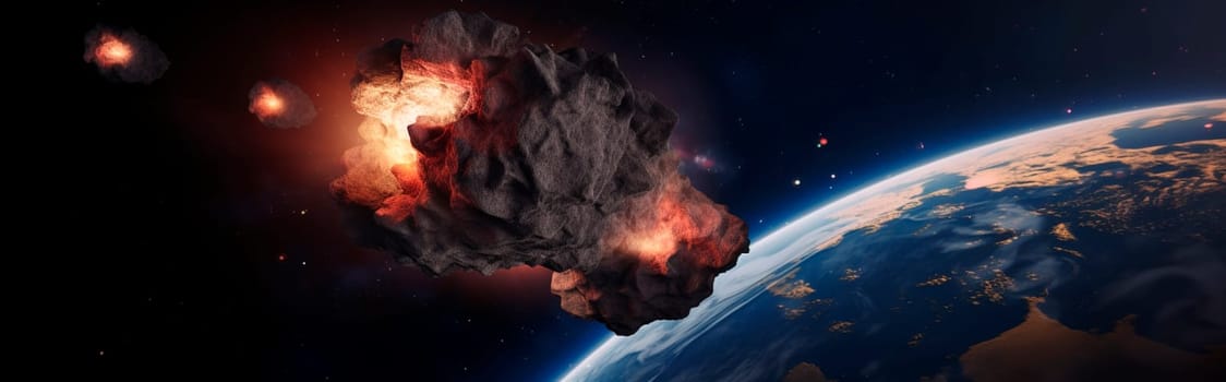 An asteroid falls to earth. Generative AI,