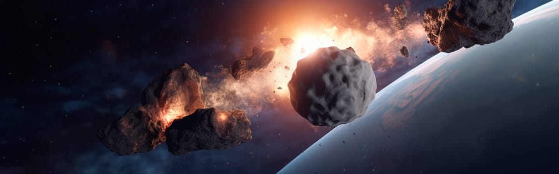 An asteroid falls to earth. Generative AI,