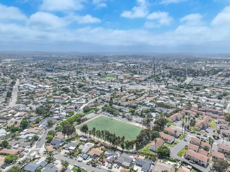 Aerial view of houses and communities in Vista, Carlsbad in North County of San Diego, California. USA.