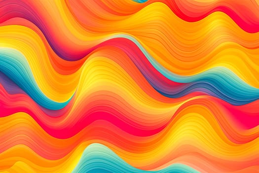 A colorful wave with blue, red, and orange stripes. The colors are vibrant and the wave is long and curvy