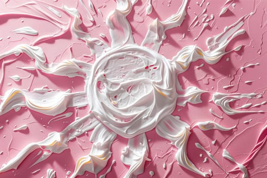 A close-up shot of a white substance spreading on a pink background, possibly representing medicine or disease growth.