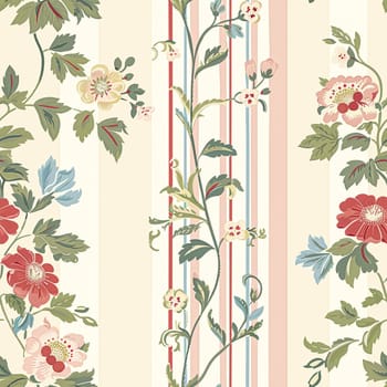 Seamless pattern, tileable floral holiday country cottage print, English countryside flowers theme for wallpaper, gift wrapping paper, scrapbook, fabric and product design inspiration