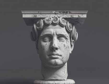 Regal men's head statue with crown representing power and authority in art and history