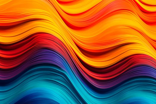 A colorful wave with blue, red, and orange stripes. The colors are vibrant and the wave is long and curvy