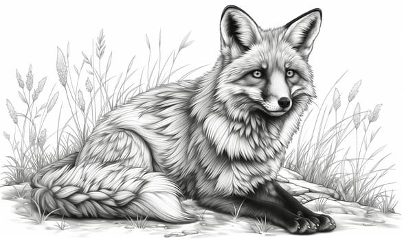 Coloring book for kids, animal coloring, fox. Selective focus.