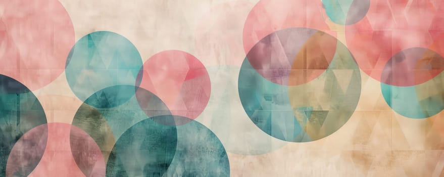 Abstract circles with pastel colors, geometric background. Modern artistic design concept.