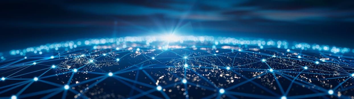 network lines and dots of global connectivity and data transmission