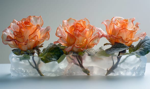 Flower arrangement in epoxy resin. Selective focus