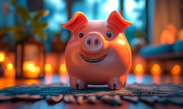 Piggy bank for money on an abstract background. Selective focus.