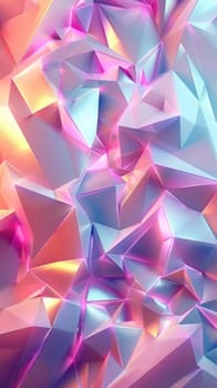 Colorful abstract geometric crystal background in pastel shades, creative design concept.