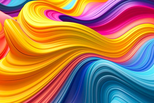 A colorful wave with a yellow line in the middle. The colors are bright and vibrant, creating a sense of energy and excitement. The wave appears to be flowing and dynamic, suggesting movement and life