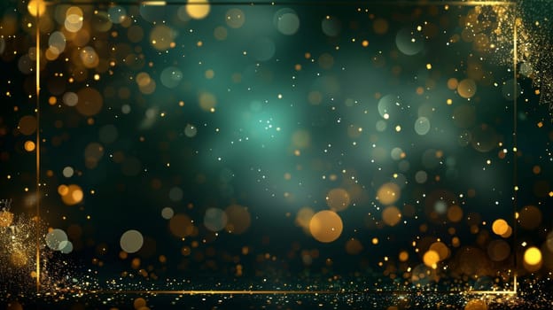 A green background with gold glitter. The glitter is scattered all over the background, creating a sparkling effect. The image has a dreamy, ethereal quality to it