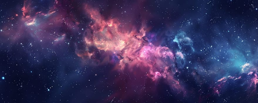Colorful nebula in outer space with stars, cosmic clouds. Astronomy and space exploration concept.