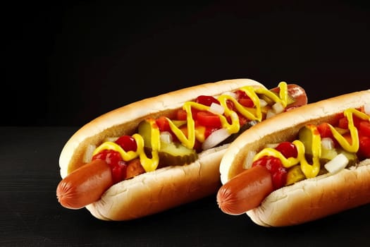 a delicious hot dog with mustard and ketchup on isolated background. hot dog day.