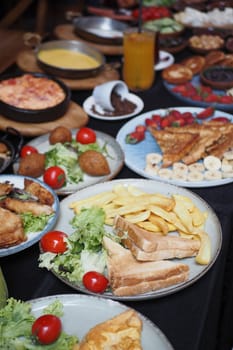 Turkish Breakfast Served on Table .