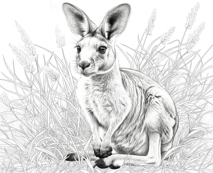 Coloring book for kids, animal coloring, kangaroo. Selective soft focus.