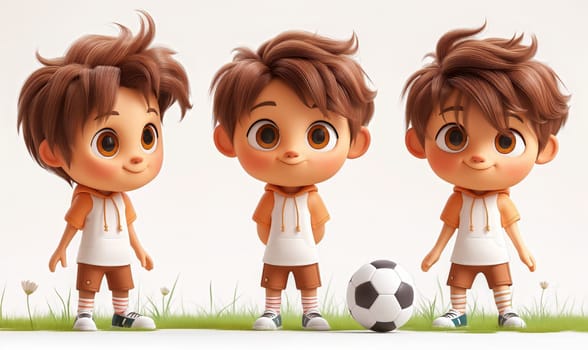 Illustration of a boy playing with a ball. Selective soft focus.