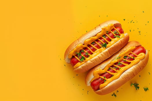 a delicious hot dog with mustard and ketchup on isolated background. hot dog day.
