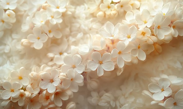 Branch of white lilac on a vintage light background. Selective focus.