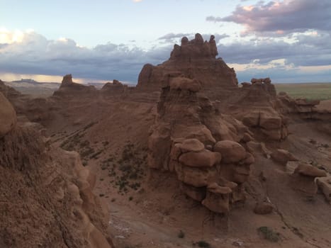 Beautiful Sunset Landscape at Goblin Valley State Park, Utah, USA. High quality photo