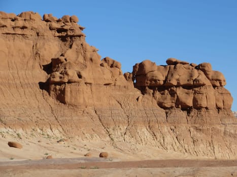 Rocky Cliffs and Hoodoos at Goblin Valley State Park, Utah, USA. High quality photo