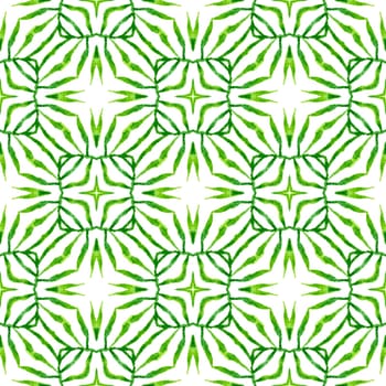 Textile ready marvelous print, swimwear fabric, wallpaper, wrapping. Green neat boho chic summer design. Trendy organic green border. Organic tile.