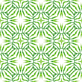 Textile ready marvelous print, swimwear fabric, wallpaper, wrapping. Green neat boho chic summer design. Trendy organic green border. Organic tile.