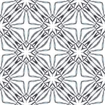 Textile ready classic print, swimwear fabric, wallpaper, wrapping. Black and white stylish boho chic summer design. Oriental arabesque hand drawn border. Arabesque hand drawn design.